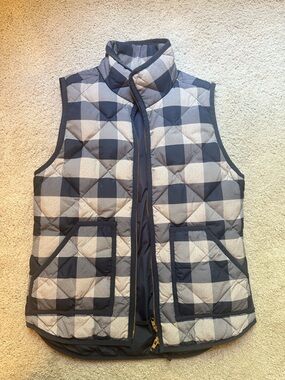 J. Crew Navy Buffalo Check Quilted Vest